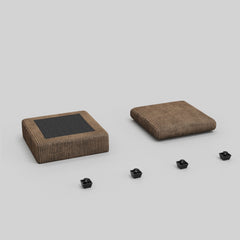 32" Brown and Black Corduroy Footstool