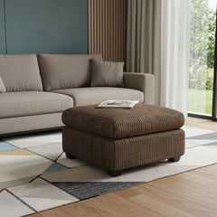 32" Brown and Black Corduroy Footstool