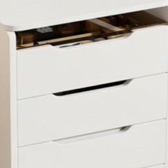 19" White Wood Lighted Three Drawer Dresser With Mirror