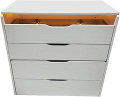 19" White Wood Lighted Three Drawer Dresser With Mirror
