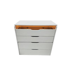 24" White Wood Lighted Mirrored Three Drawer Dresser