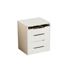 24" White Wood Lighted Mirrored Three Drawer Dresser
