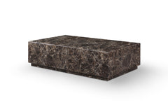 55" Brown Genuine Marble and Marble Pedestal Coffee Table