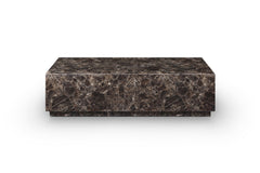 55" Brown Genuine Marble and Marble Pedestal Coffee Table