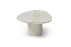 51" Beige Genuine Marble and Marble Oval Pedestal Coffee Table