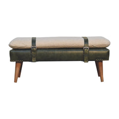 35" Brown Boucle and Solid Wood Upholstered Storage Bench With Cabinet