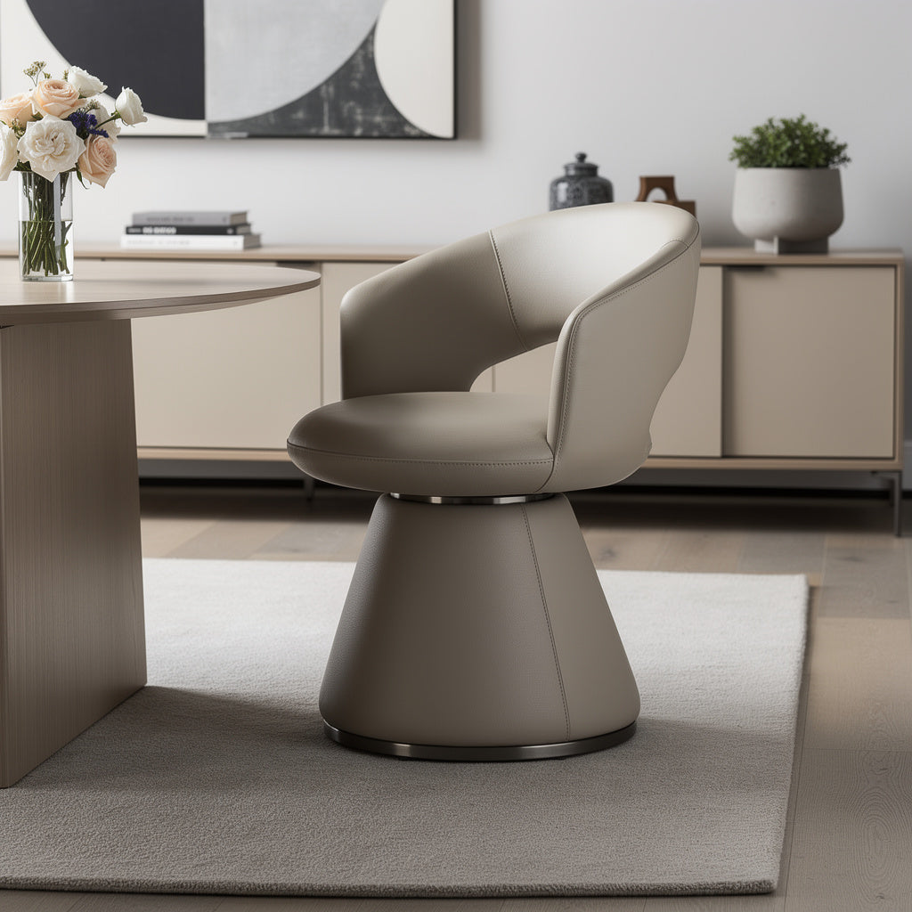 Gray Faux Leather and Steel Open Back Dining Arm Chair