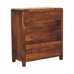 28" Brown Solid Wood Three Drawer Sideboard