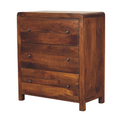 28" Brown Solid Wood Three Drawer Sideboard