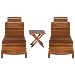 Sunlounger With Table Natural Acacia Solid Acacia Wood Standard