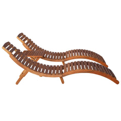Sunlounger With Table Natural Acacia Solid Acacia Wood Standard