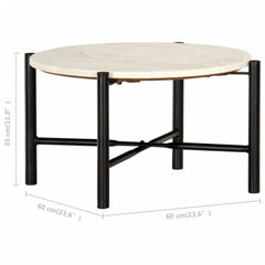 Side Table White Real stone, black powder-coated iron Medium