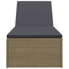 Sunlounger Brown and Dark Grey PE rattan Standard Foldable