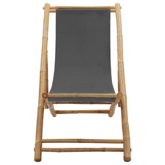 Deck Chair Dark Grey Bamboo and Canvas (100% Polyester) Standard