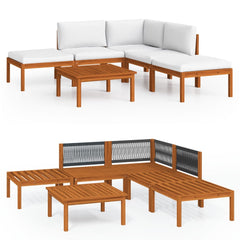 Garden Lounge Set Cream and Wood Brown Solid Acacia Wood