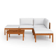 Garden Lounge Set Cream and Wood Brown Solid Acacia Wood