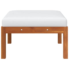 Footstool Cream white cushion, Natural wood Solid Acacia wood