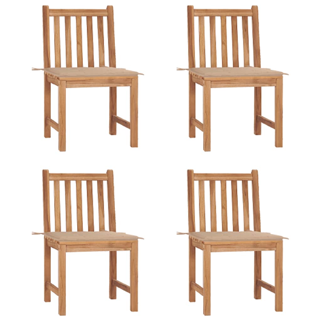 Patio Chair Set of 4 Teak Solid Teak Wood Standard Durable