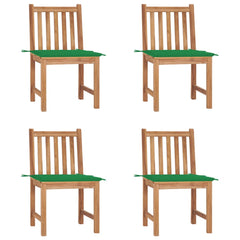 Patio Chair Set of 4 Warm Brown Fine Sanded Teak Wood Extra Heavy
