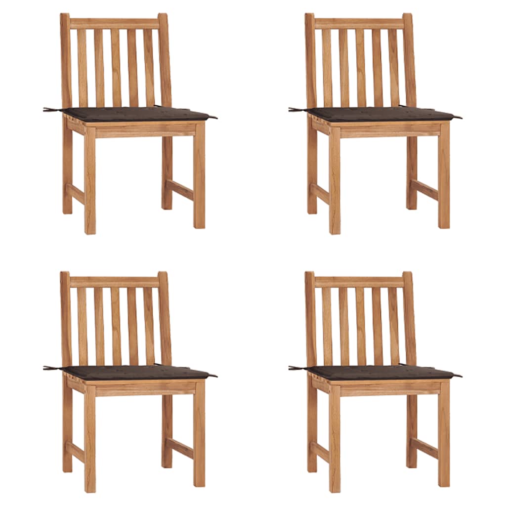 Patio Chair Set of 4 Natural teak Teak wood, Polyester Standard