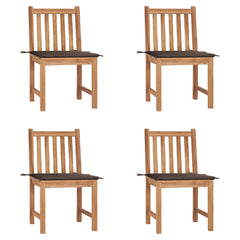 Patio Chair Set of 4 Natural teak Teak wood, Polyester Standard
