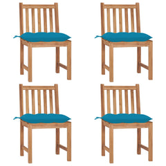 Patio Chair Set of 4 Light blue (cushion) and Teak (wood)