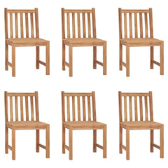 Garden Chair Set of 6 Natural Wood Teak Wood Standard Durable