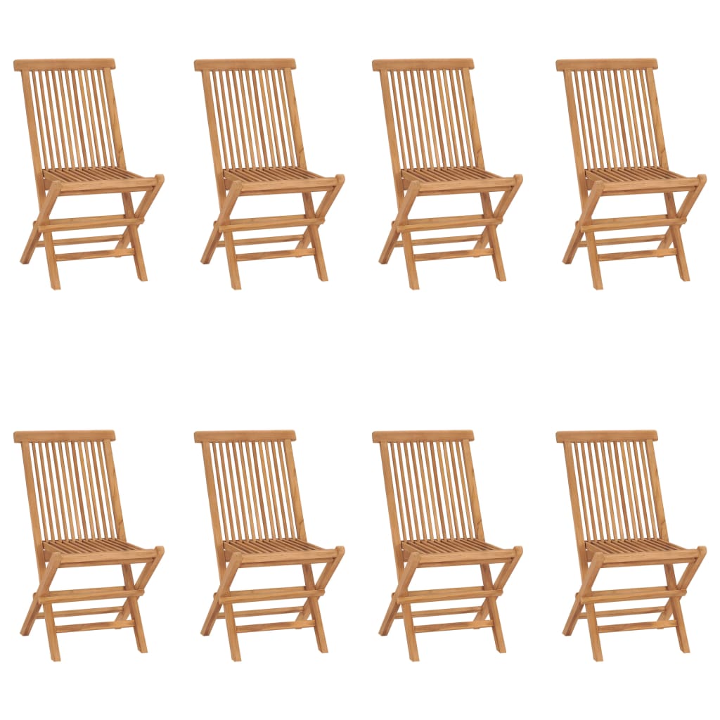 Garden Chair Set of 8 Teak Solid Teak Wood Standard Foldable