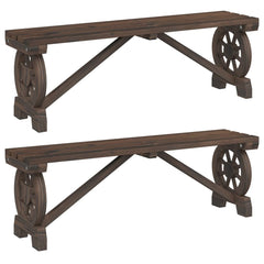 Garden Bench Set of 2 Burnt Solid fir wood Standard Durable