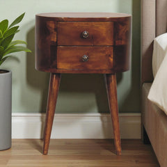 Mini Chestnut Rounded nightstand Table
