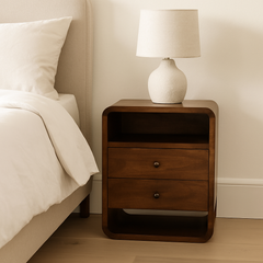 Chestnut Curve 2 Drawer nightstand